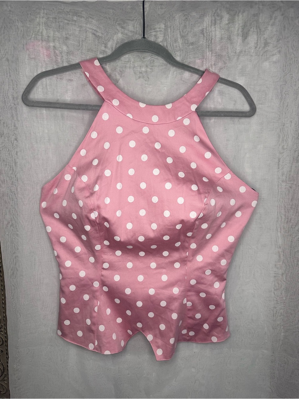 Pinup Couture Pink and White Polka Dot Carole Top